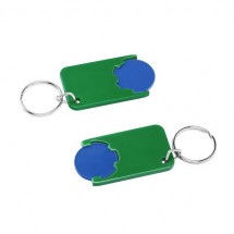 Chiphalter mit 1 Euro-Chip mit Schlüsselring - blau/grün