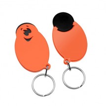Chiphalter mit 1 Euro-Chip Smiley m. Schlüsselring - schwarz/orange