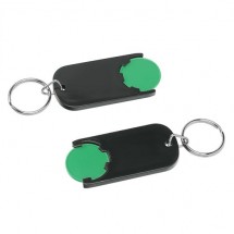 Chiphalter mit 1 Euro-Chip mit Schlüsselring - grün/schwarz