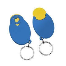 Chiphalter mit 1 Euro-Chip Smiley m. Schlüsselring - gelb/blau