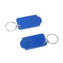 Chiphalter mit 1 Euro-Chip mit Schlüsselring - blau/blau