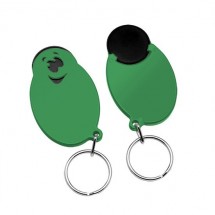 Chiphalter mit 1 Euro-Chip Smiley m. Schlüsselring - schwarz/grün