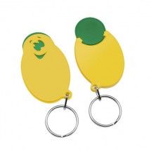 Chiphalter mit 1 Euro-Chip Smiley m. Schlüsselring - grün/gelb