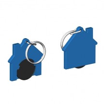 Chiphalter mit 1 Euro-Chip Haus m. Schlüsselring - schwarz/blau