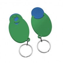 Chiphalter mit 1 Euro-Chip Smiley m. Schlüsselring - blau/grün