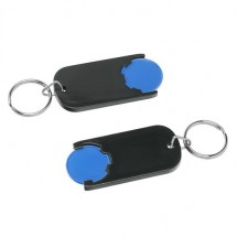 Chiphalter mit 1 Euro-Chip mit Schlüsselring - blau/schwarz