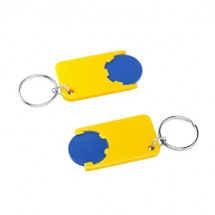 Chiphalter mit 1 Euro-Chip mit Schlüsselring - blau/gelb