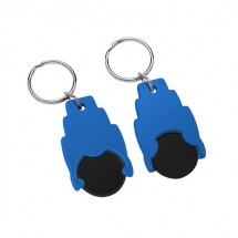 Designer-Chiphalter mit 1 Euro-Chip m. Schlüsselring - schwarz/blau
