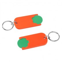 Chiphalter mit 1 Euro-Chip mit Schlüsselring - grün/orange