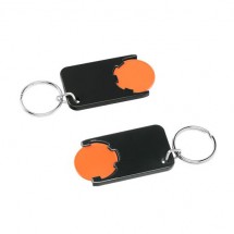 Chiphalter mit 1 Euro-Chip mit Schlüsselring - orange/schwarz