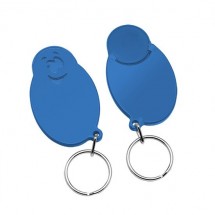 Chiphalter mit 1 Euro-Chip Smiley m. Schlüsselring - blau/blau