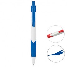 Druckkugelschreiber 3-eckig - weiß/blau