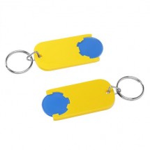 Chiphalter mit 1 Euro-Chip mit Schlüsselring - blau/gelb