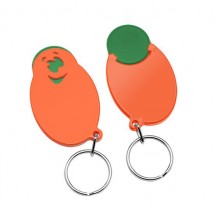 Chiphalter mit 1 Euro-Chip Smiley m. Schlüsselring - grün/orange