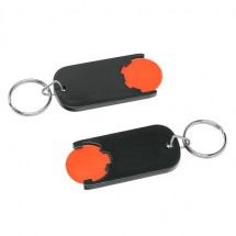 Chiphalter mit 1 Euro-Chip mit Schlüsselring - orange/schwarz