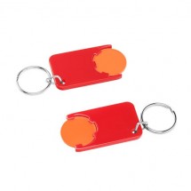 Chiphalter mit 1 Euro-Chip mit Schlüsselring - orange/rot