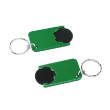 Chiphalter mit 1 Euro-Chip mit Schlüsselring - schwarz/grün