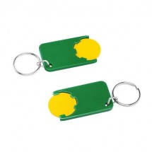 Chiphalter mit 1 Euro-Chip mit Schlüsselring - gelb/grün