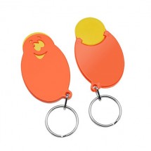 Chiphalter mit 1 Euro-Chip Smiley m. Schlüsselring - gelb/orange