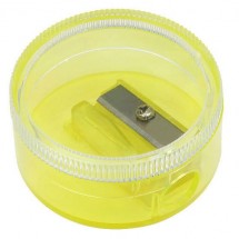 Bleistiftspitzer Runddose - glasklar/gelb-transparent