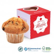 Muffin Maxi im Werbewürfel mit Herzausstanzung, Klimaneutral, FSC®
