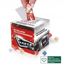 Adventskalender Cube Lindt mit Weihnachtsmann, Inlay aus 100% recyceltem Material