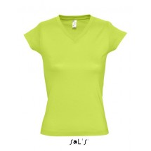 Ladies V-Neck-T-Shirt Moon - Apple Green