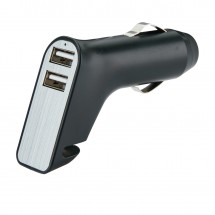Dual USB Ladegerät,  Gurtschneider & Notfallhammer