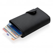 Aluminium RFID Kartenhalter mit PU-Börse - schwarz