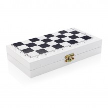 Deluxe 3-in-1 Brettspiel in Holzbox-weiß