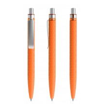 prodir QS01 Soft Touch PRS Push Kugelschreiber - Orange-Silber satiniert