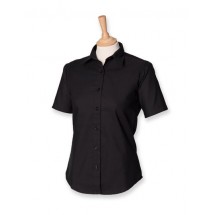 Ladies Classic Short Sleeved Oxford Shirt - Black