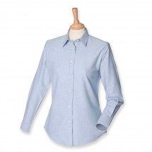 Ladies Classic Long Sleeved Oxford Shirt - Blue Oxford