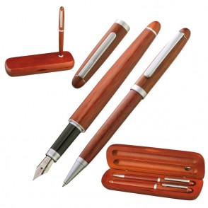 Holz-Schreibset Kugelschreiber u. Füller