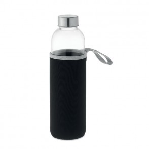PET Trinkflasche mit Bambusdeckel, 600ml, transparent bedruckt als  Werbeartikel 365.207362