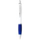 Nash Kugelschreiber weißem Schaft mit farbigem Griff - blau / weiss