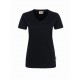 Damen-V-Shirt Performance-schwarz