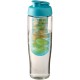 H2O Tempo® 700 ml Sportflasche mit Klappdeckel und Infusor - transparent/türkisblau