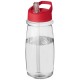 H2O Pulse 600 ml Sportflasche mit Ausgussdeckel - transparent/rot