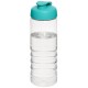 H2O Treble 750 ml Sportflasche mit Klappdeckel- transparent/aquablau