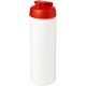 Baseline® Plus grip 750 ml Sportflasche mit Klappdeckel - weiss/rot