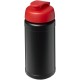 Baseline® Plus 500 ml Sportflasche mit Klappdeckel - schwarz/rot