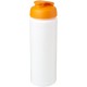 Baseline® Plus grip 750 ml Sportflasche mit Klappdeckel - weiss/orange