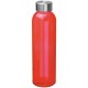 Trinkflasche transparent mit grauem Deckel - rot