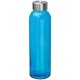 Trinkflasche transparent mit grauem Deckel - blau