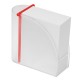 Designer-Zettelbox mit integriertem Köcher  - gefrostet glasklar/rot
