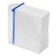 Designer-Zettelbox mit integriertem Köcher  - gefrostet glasklar/blau