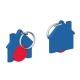 Chiphalter mit 1 Euro-Chip Haus m. Schlüsselring - rot/blau