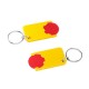 Chiphalter mit 1 Euro-Chip mit Schlüsselring - rot/gelb