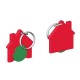 Chiphalter mit 1 Euro-Chip Haus m. Schlüsselring - grün/rot
